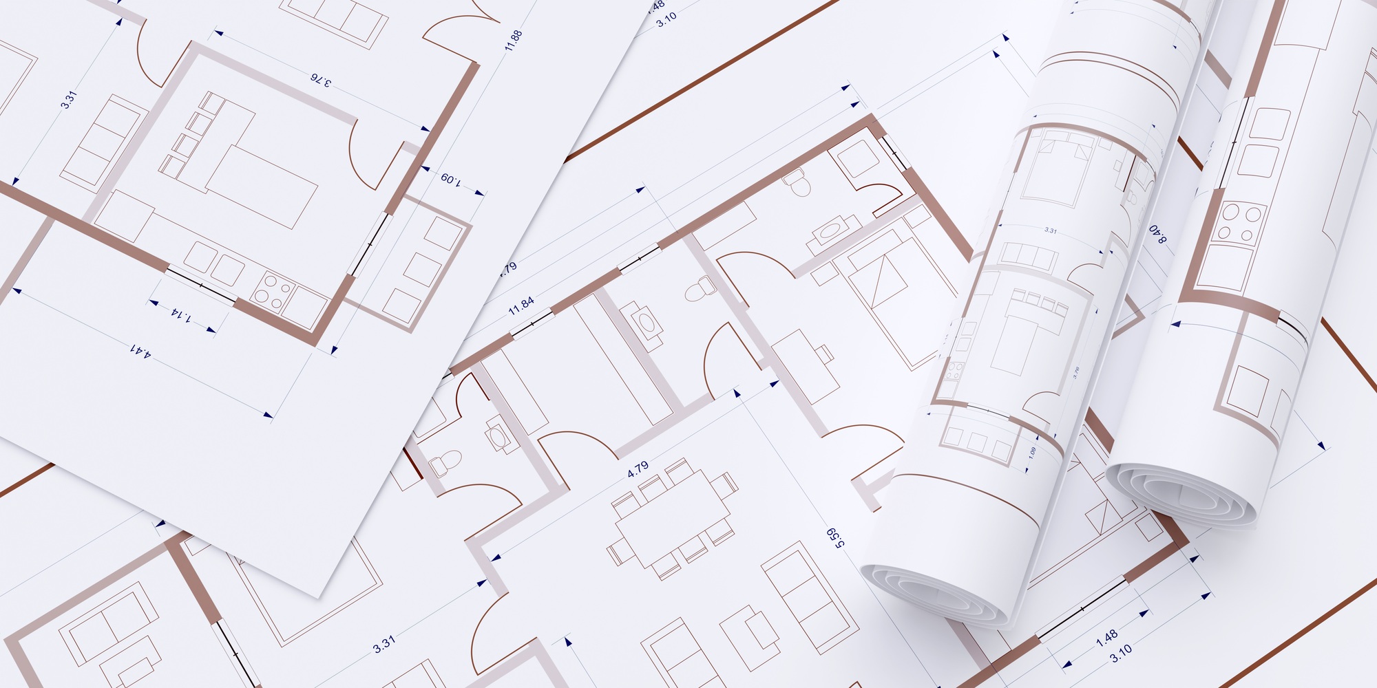 House floor plan, construction concept. Architecture blueprint drawings background, top view. 3d